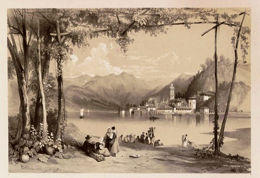 RICHARDSON, Thomas Miles.  Sketches in Italy, Switzerland, France ... London: Thomas McLean, 1837. Large 2°. Tinted lithographed title and 25 plates by T. M. Richardson and J. B. Pyne (some spotting). Original green roan-backed cloth (rubbed). SIGNED BY THE AUTHOR ON THE DEDICATION LEAF.