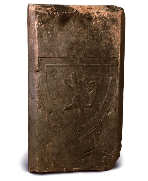A SCOTTISH CARVED STONE COFFIN LID TRADITIONALLY BELIEVED TO BE OF WALTER STEWART, (d. ca. 1360-1362), SON OF KING ROBERT II OF SCOTLAND (d.1390)
