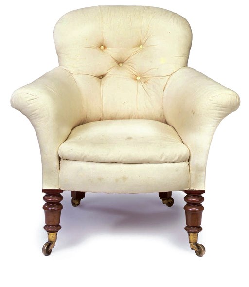 A GEORGE IV WALNUT EASY ARMCHAIR