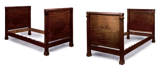 A PAIR OF SCOTTISH MAHOGANY SINGLE BEDS