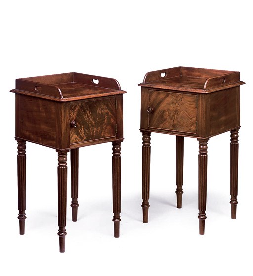 A PAIR OF SCOTTISH GEORGE IV MAHOGANY BEDSIDE CUPBOARDS