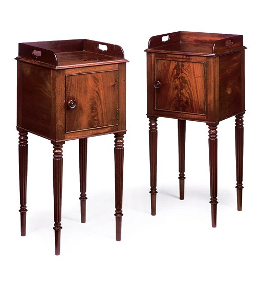 A PAIR OF SCOTTISH GEORGE IV MAHOGANY BEDSIDE CUPBOARDS