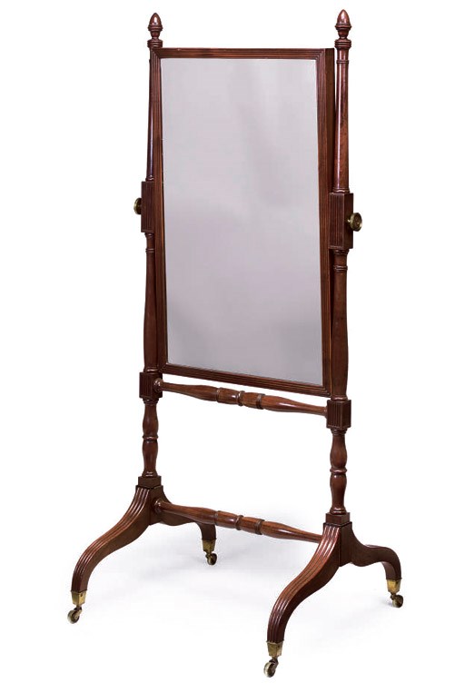 A SCOTTISH GEORGE IV MAHOGANY CHEVAL MIRROR