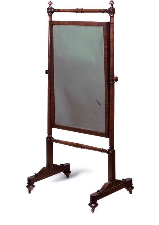 A SCOTTISH GEORGE IV MAHOGANY CHEVAL MIRROR