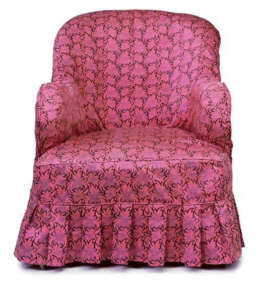 A MID-VICTORIAN SATIN-BIRCH EASY ARMCHAIR