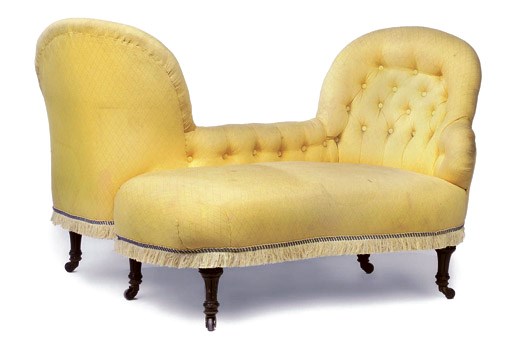 A MID-VICTORIAN CONVERSATION SETTEE