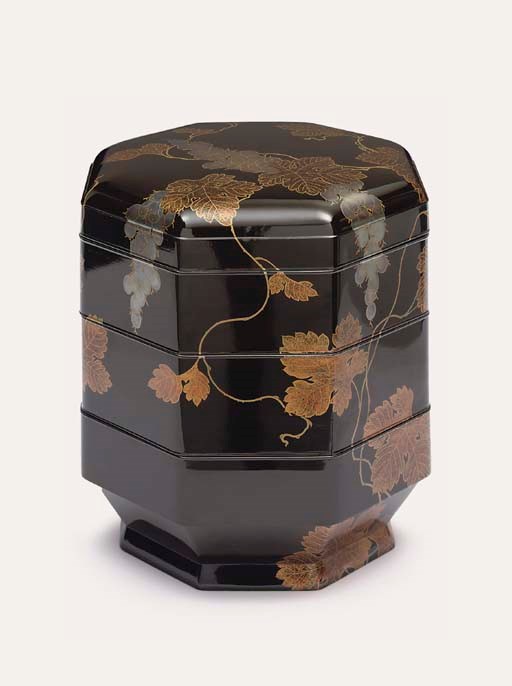 A LACQUER TIERED BOX