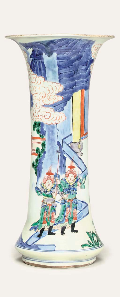 AN IMARI TRUMPET VASE