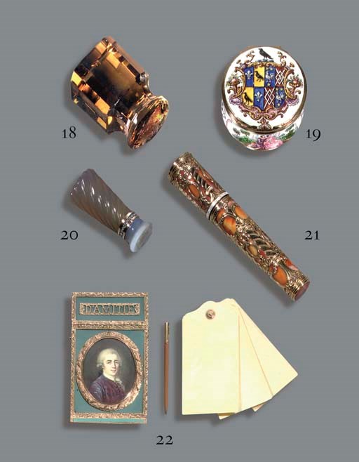 A GEORGE II GOLD-MOUNTED ENAMEL SNUFF-BOX