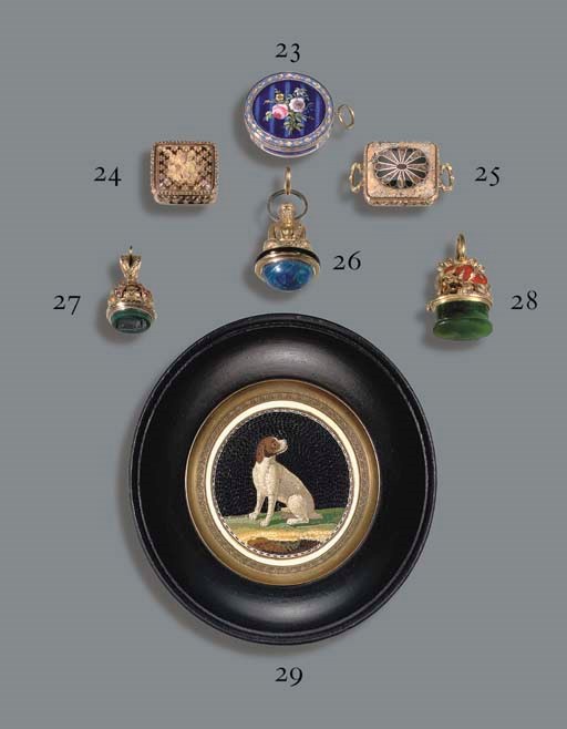 A VICTORIAN JEWELLED HARDSTONE AND GOLD FOB SEAL