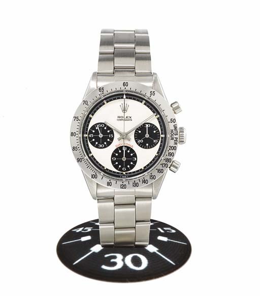 ROLEX. A STAINLESS STEEL CHRONOGRAPH WRISTWATCH WITH BRACELET