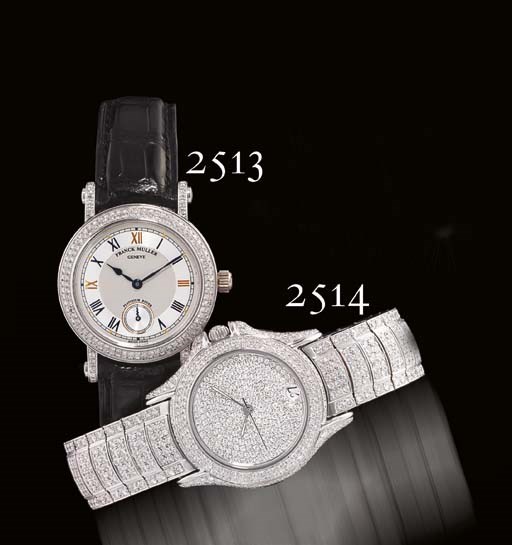 FRANCK MULLER. A FINE PLATINUM AND DIAMOND-SET AUTOMATIC WRISTWATCH