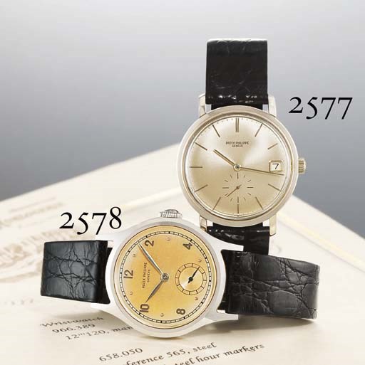 PATEK PHILIPPE. A FINE AND RARE STAINLESS STEEL WRISTWATCH