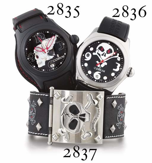 CORUM. A LIMITED EDITION STAINLESS STEEL SQUARE WRISTWATCH WITH CONCEALED DIAL