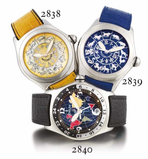CORUM. A LIMITED EDITION STAINLESS STEEL TONNEAU-SHAPED AUTOMATIC WRISTWATCH WITH CENTRE SECONDS, DATE AND YELLOW DIAL