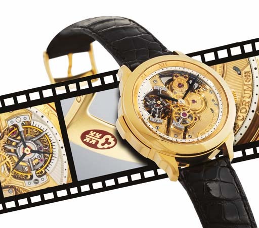 CORUM. A VERY RARE AND IMPORTANT LIMITED EDITION 18K GOLD SKELETONISED MINUTE REPEATING TOURBILLON WRISTWATCH