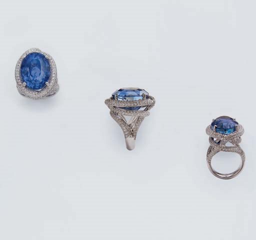 BAGUE SAPHIR ET DIAMANTS