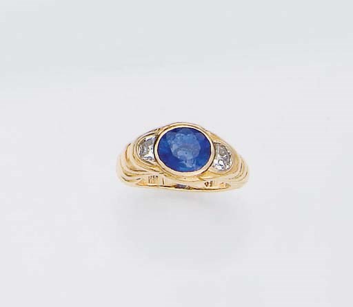 BAGUE SAPHIR ET DIAMANTS