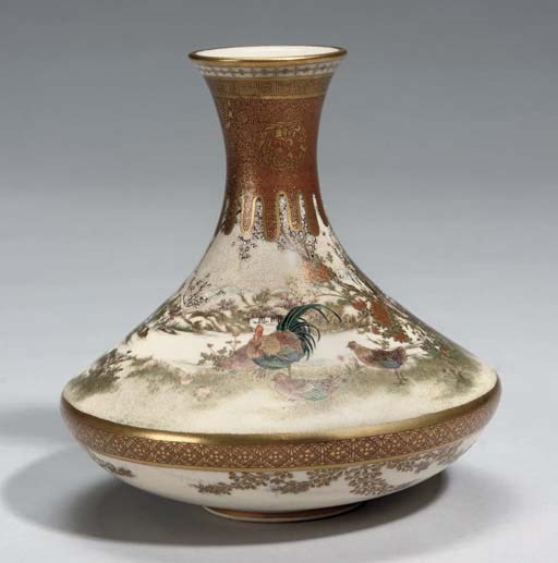 A Japanese Satsuma vase, signed Shozan seizo, Meiji Period