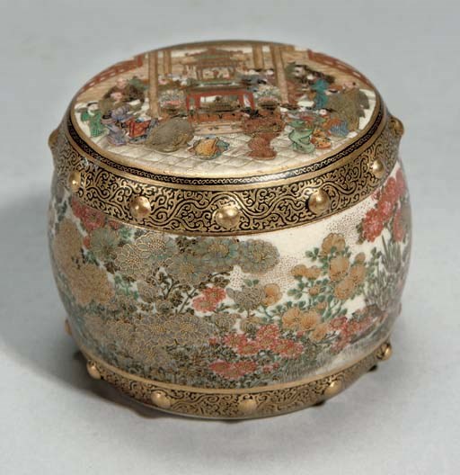 A Japanese Satsuma kogo, signed Hankinzando, Meiji Period