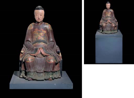A Chinese painted clay figure of a lady, late 18th early 19th century
