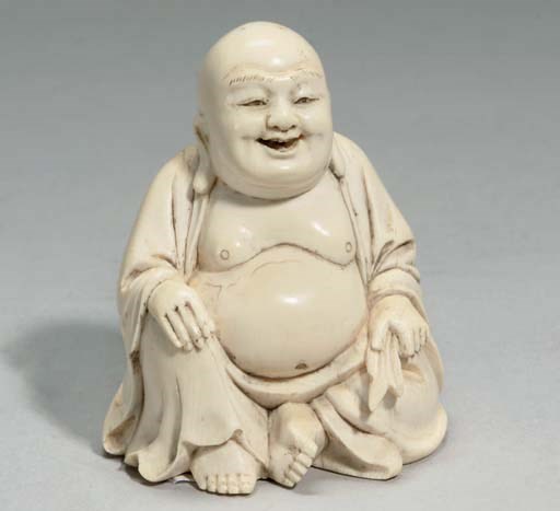 A Chinese ivory carving of Budai, 19th century