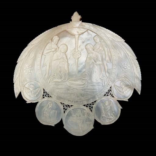 A Chinese carved mother-of-pearl shell, circa 1840