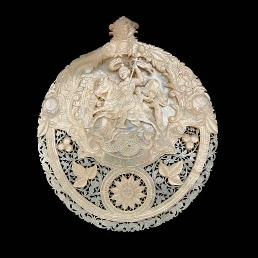 A Chinese carved mother-of-pearl shell, circa 1840