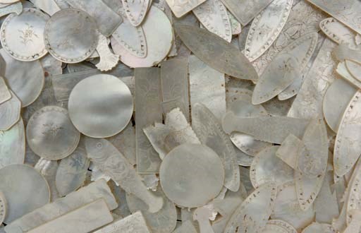 A quantity of Chinese mother of pearl gaming counters, 19th century