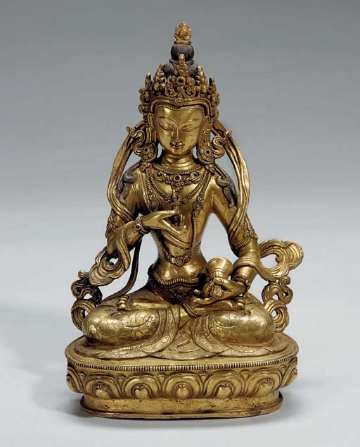 A Tibetan gilt bronze model of Vajrasattva, 18th/19th Century