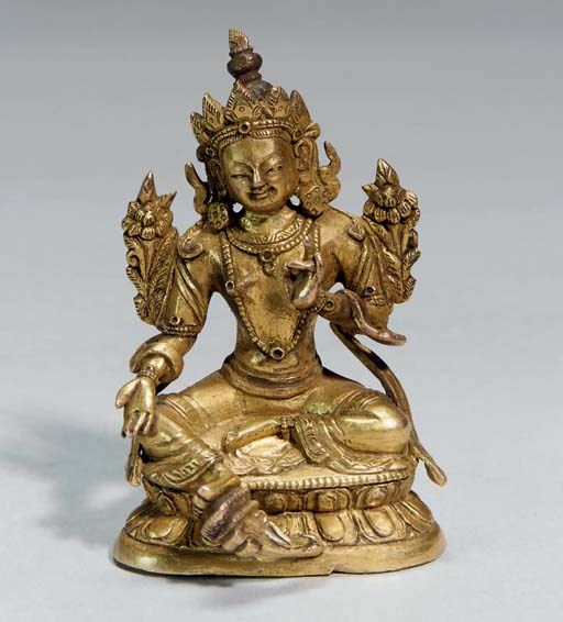 A Tibetan gilt bronze figure of a Tara, 18th Century