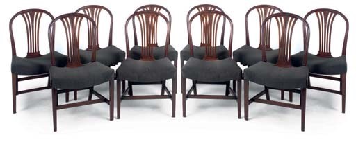 A SET OF TEN GEORGE III MAHOGANY DINING CHARIS