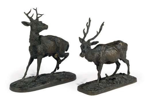 A FRENCH BRONZE MODEL OF A STAG