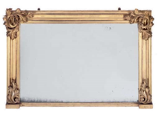 A WILLIAM IV CARVED GILTWOOD AND GESSO OVERMANTEL MIRROR