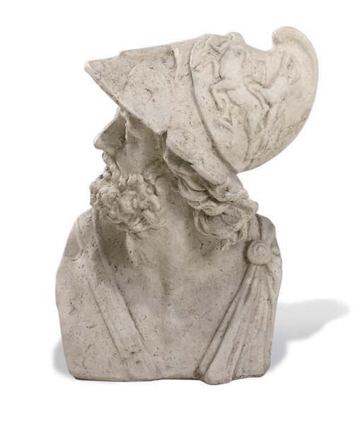 A WHITE PAINTED COMPOSITION HEAD AJAX