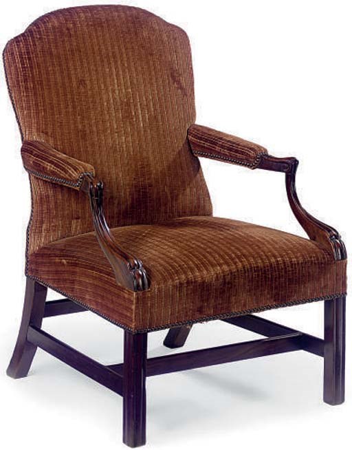 A MAHOGANY GAINSBOROUGH ARMCHAIR