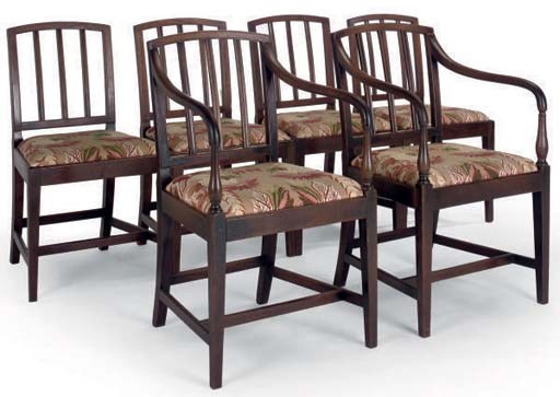 A SET OF SIX GEORGE III MAHOGANY DINING CHAIRS