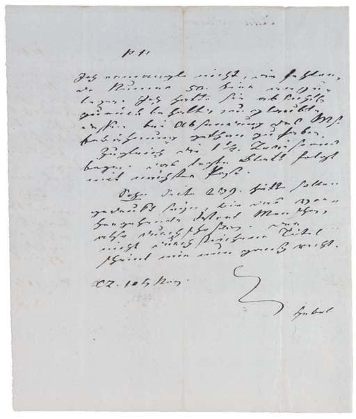 HEBEL, Johann Peter (1760-1826). Autograph letter signed ('Hebel') to an unidentified recipient, n.p., 10 November 1823, one page, 4to, docketed by recipient on verso.