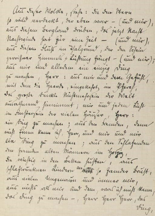 RILKE, Rainer Maria (1875-1926). Autograph manuscript, a poem, 'Aus dieser Wolke, siehe' [the first section of 'Die spanische Trilogie'], 'Geschrieben Ronda, anfang 1913' (possibly therefore a later transcript), a clean copy, 24 lines on 1½ pages, 4to (short tear to centre-fold at right margin).