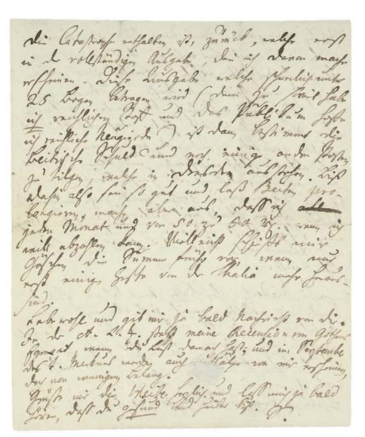 SCHILLER, Friedrich von (1759-1805). Autograph letter signed ('S.') to an unidentified recipient [his friend Christian Gottfried Körner], Rudolstadt, 1 October 1788, four pages, 4to (small surface loss to last page), later numbering in pencil and red ink to upper margin of first page. Provenance: Sotheby's, 18 May 1989, lot 330.