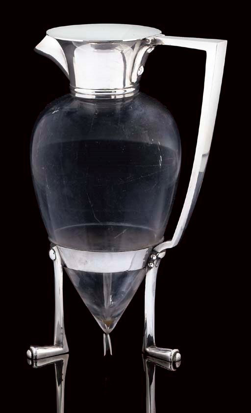 CHRISTOPHER DRESSER FOR HUKIN & HEATH; CROW'S-FOOT CLARET JUG
