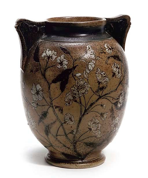 MARTIN BROTHERS; TWIN-HANDLED VASE
