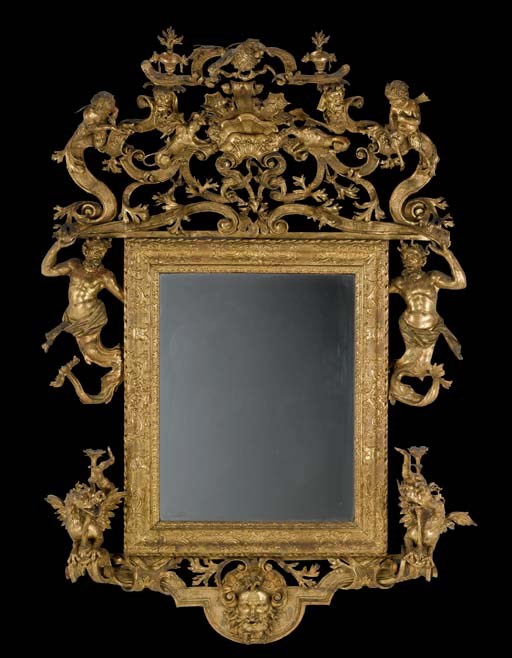 A NORTH ITALIAN GILTWOOD MIRROR