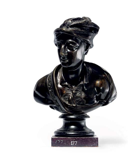 A BRONZE BUST OF WILLIAM CONGREVE