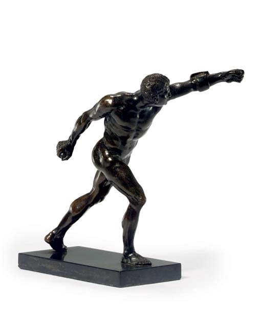 A BRONZE FIGURE OF THE BORGHESE GLADIATOR