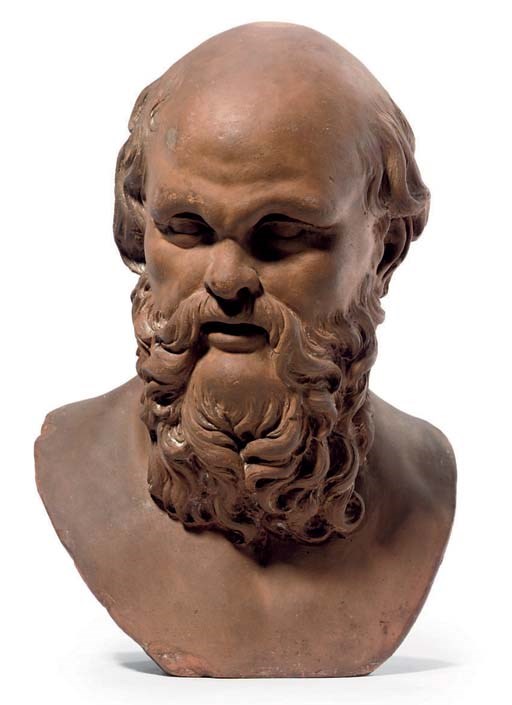 A TERRACOTTA BUST OF SOCRATES
