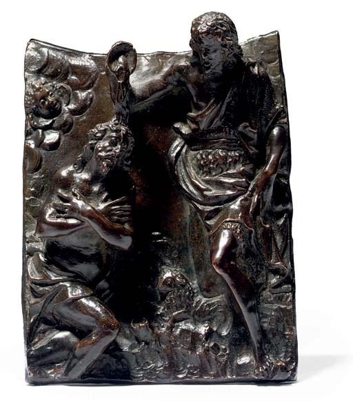 A RECTANGULAR BRONZE PLAQUETTE OF THE BAPTISM OF CHRIST