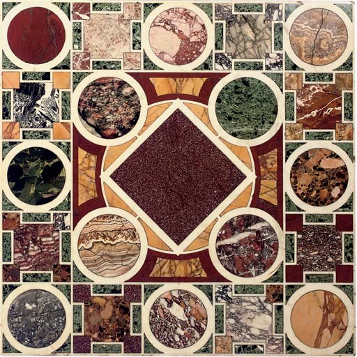 AN ITALIAN SPECIMEN MARBLE TABLE TOP