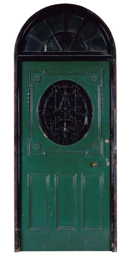 A LATE GEORGE III PAINTED MAHOGANY FRONT DOOR