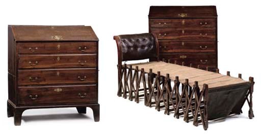 A GEORGE III MAHOGANY AND PINE METAMORPHIC BUREAU-BED